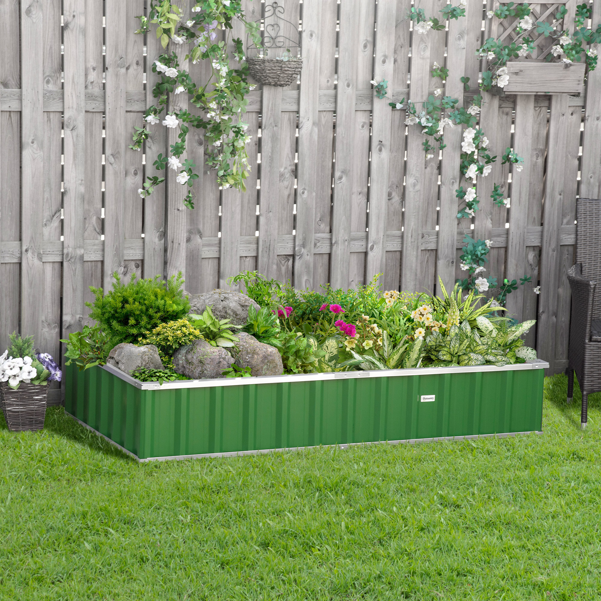 Outsunny Hochbeet aus gewelltem Stahlblech 174 x 90 x 30 cm - modulares Des günstig online kaufen