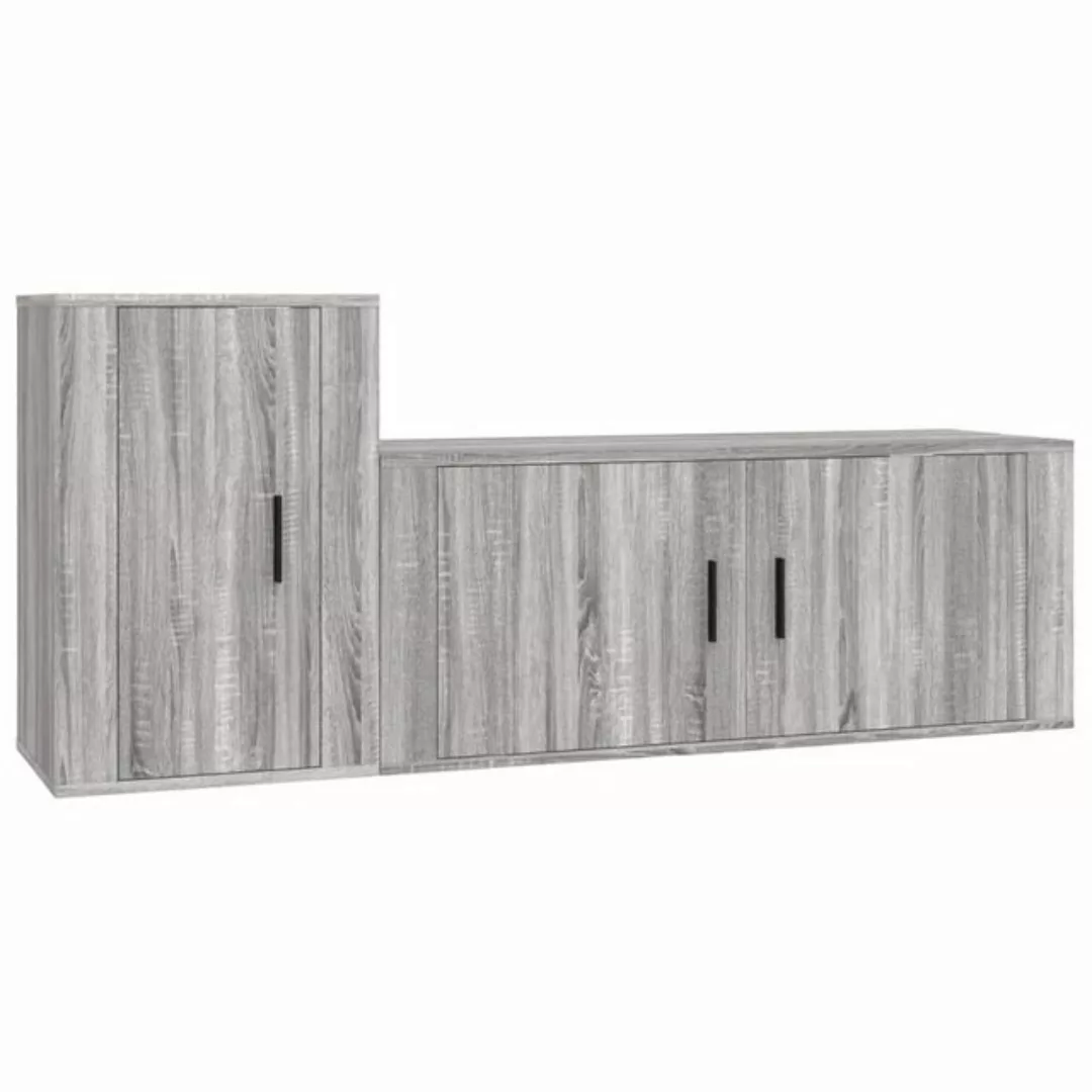 furnicato TV-Schrank 2-tlg. TV-Schrank-Set Grau Sonoma Holzwerkstoff günstig online kaufen