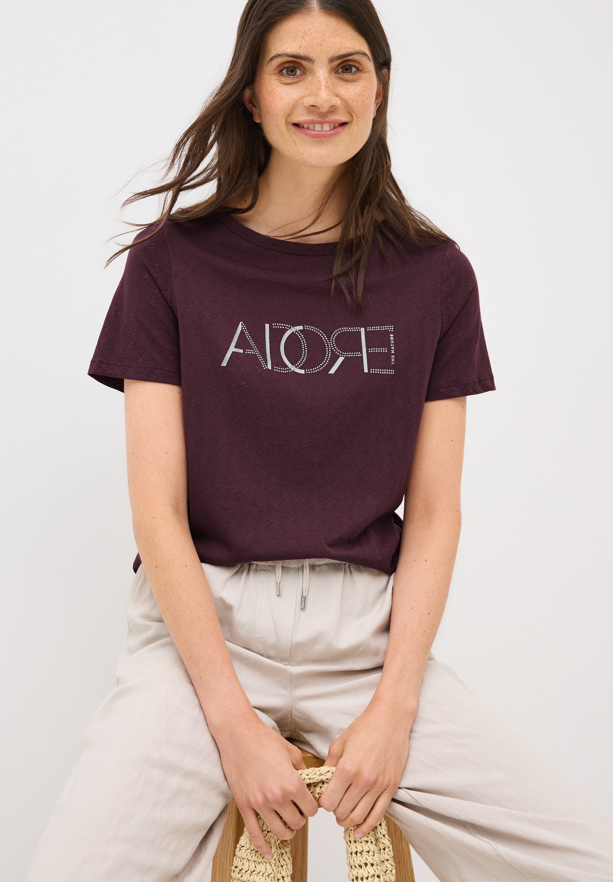 CECIL T-Shirt in Ausbrenner-Optik mit Wording günstig online kaufen
