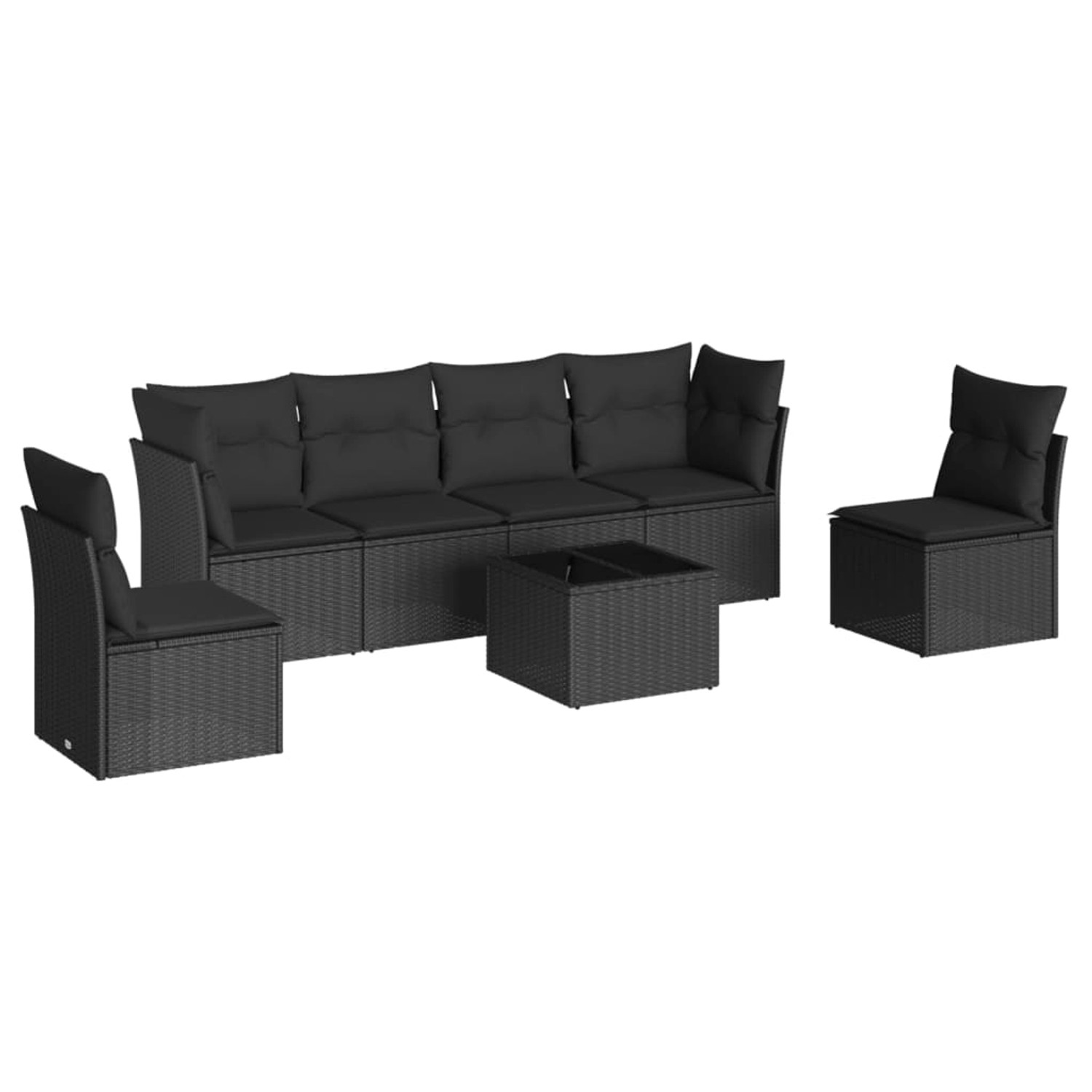 vidaXL 7-tlg Garten-Sofagarnitur mit Kissen Schwarz Poly Rattan Modell 54 günstig online kaufen