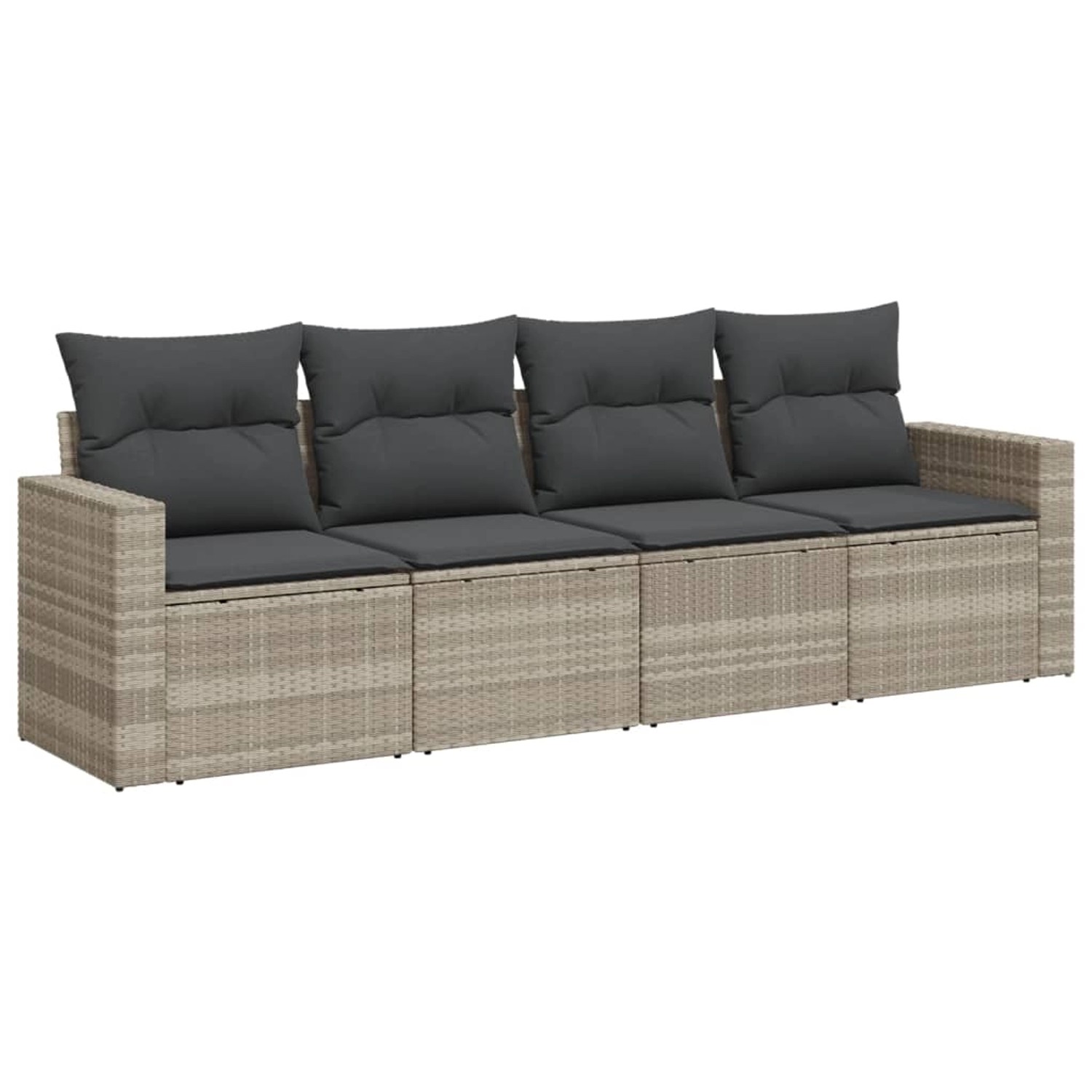 vidaXL 4-tlg Garten-Sofagarnitur mit Kissen Hellgrau Poly Rattan Modell 8 günstig online kaufen