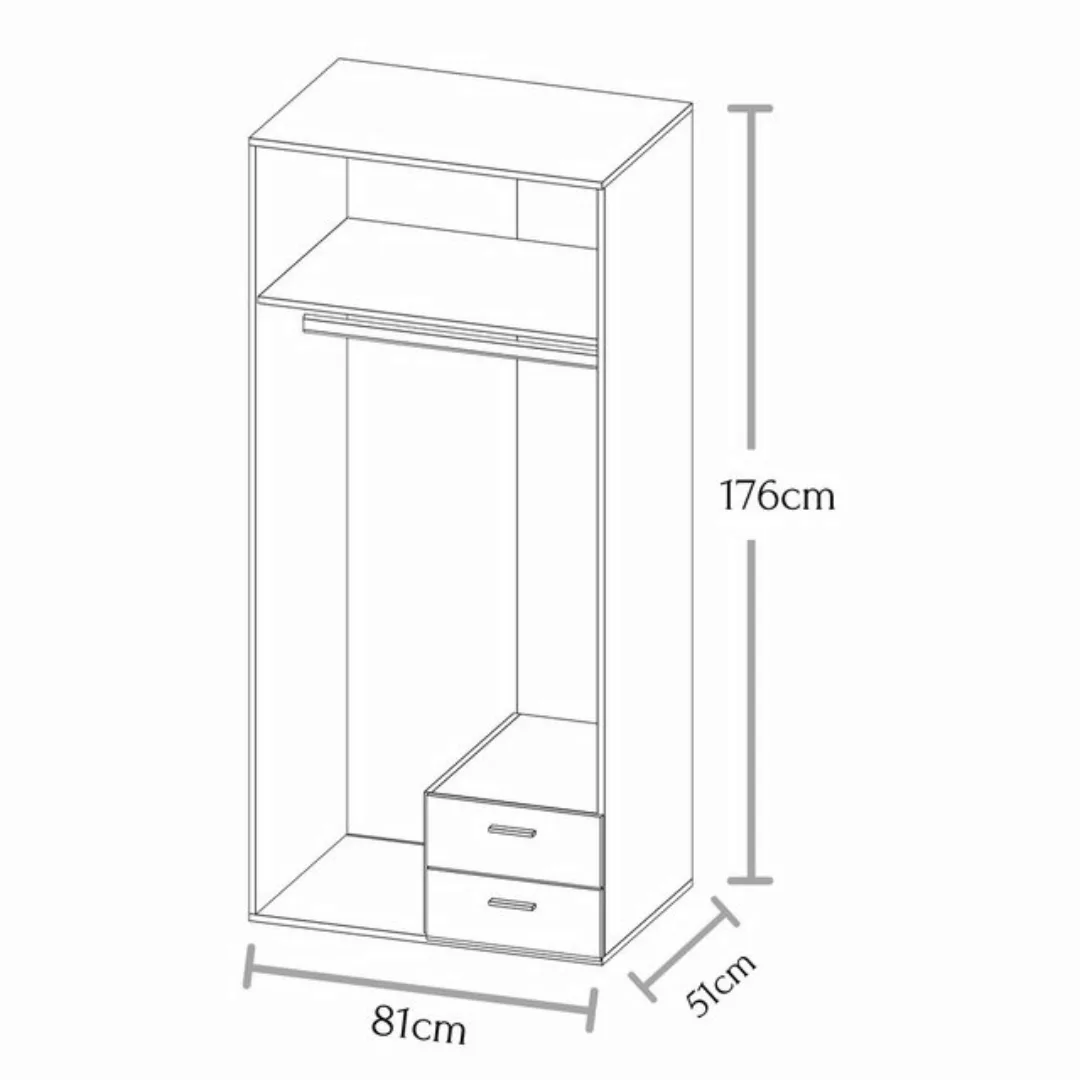 Pol-Power Kleiderschrank 81 x 176 x 51 cm (B/H/T) günstig online kaufen