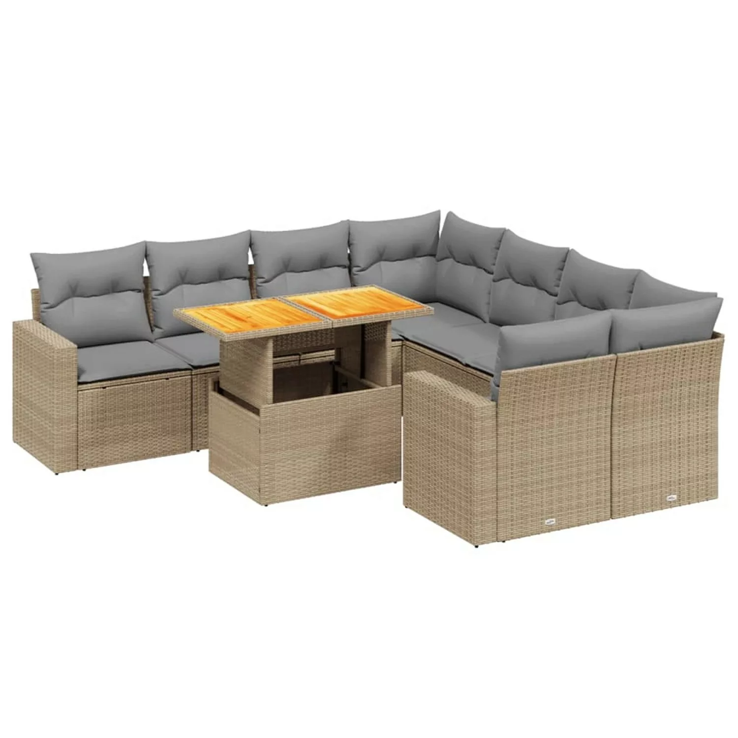 vidaXL 9-tlg Garten-Sofagarnitur mit Kissen Beige Poly Rattan Modell 286 günstig online kaufen