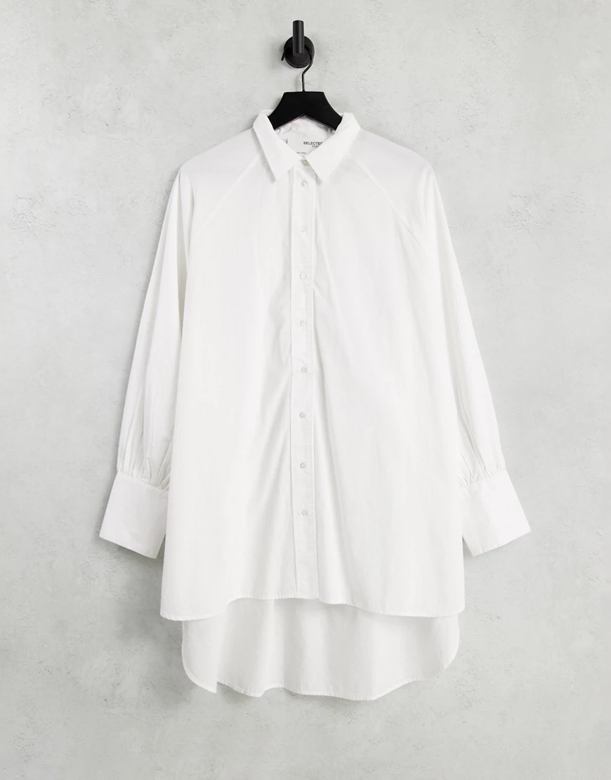 SELECTED Lang Bio-baumwolle Hemd Damen White günstig online kaufen