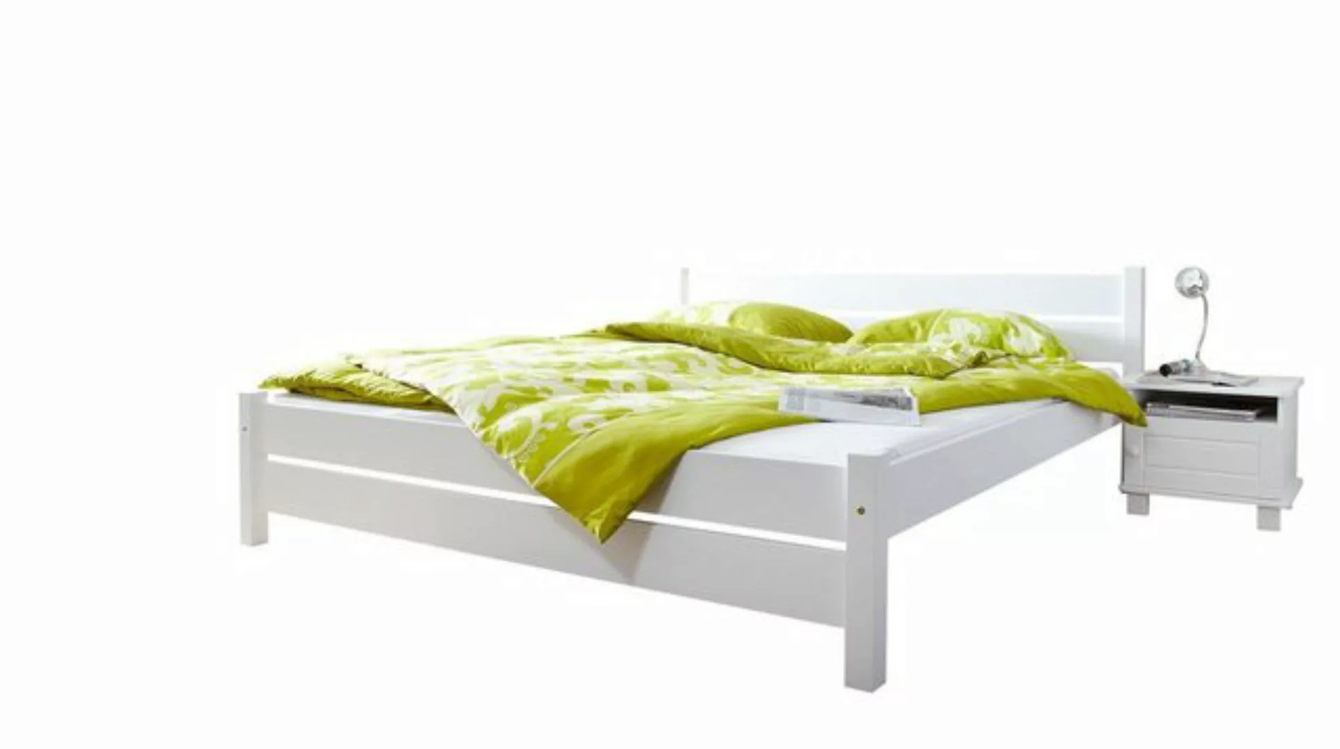 TICAA Massivholz Einzelbett Bora Kiefer Weiß weiß Gr. 100 x 200 günstig online kaufen