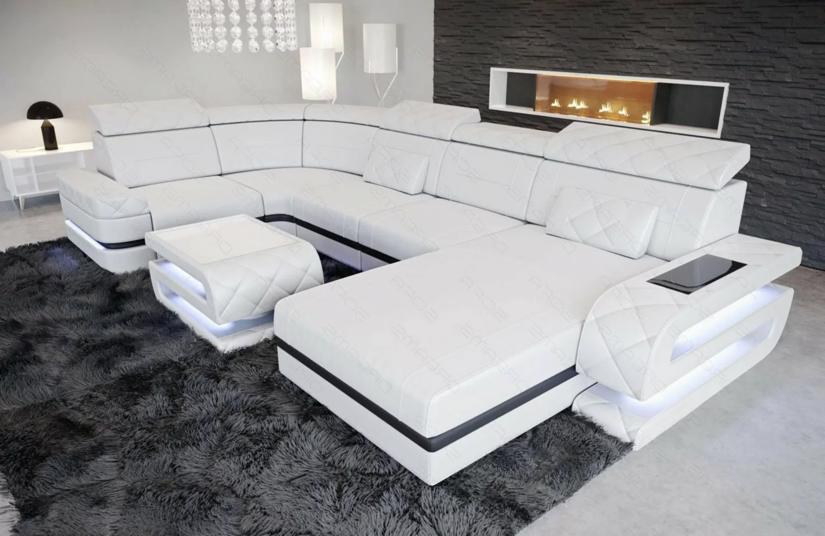 Sofa Dreams Wohnlandschaft Sofa Leder Bologna U Form Ledersofa, Couch, mit günstig online kaufen