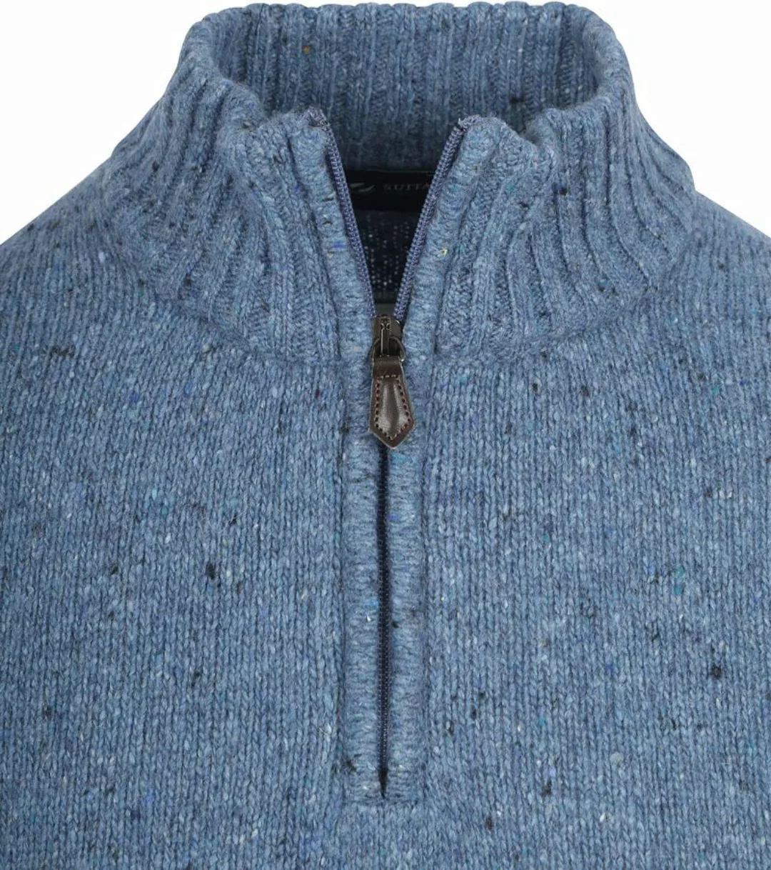 Suitable Half Zip Pullover Tweed Wool Blend Blau - Größe XXL günstig online kaufen