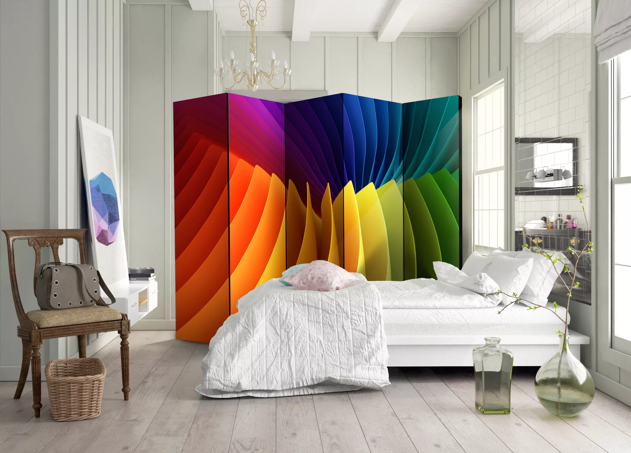 5-teiliges Paravent - Rainbow Wave Ii [room Dividers] günstig online kaufen