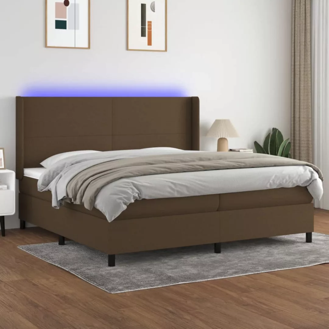 Vidaxl Boxspringbett Mit Matratze & Led Dunkelbraun 200x200 Cm Stoff günstig online kaufen