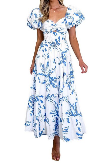 Orient Phoenix Sommerkleid Damen Blumendruck Sommerkleid A-Linie hohe Taill günstig online kaufen