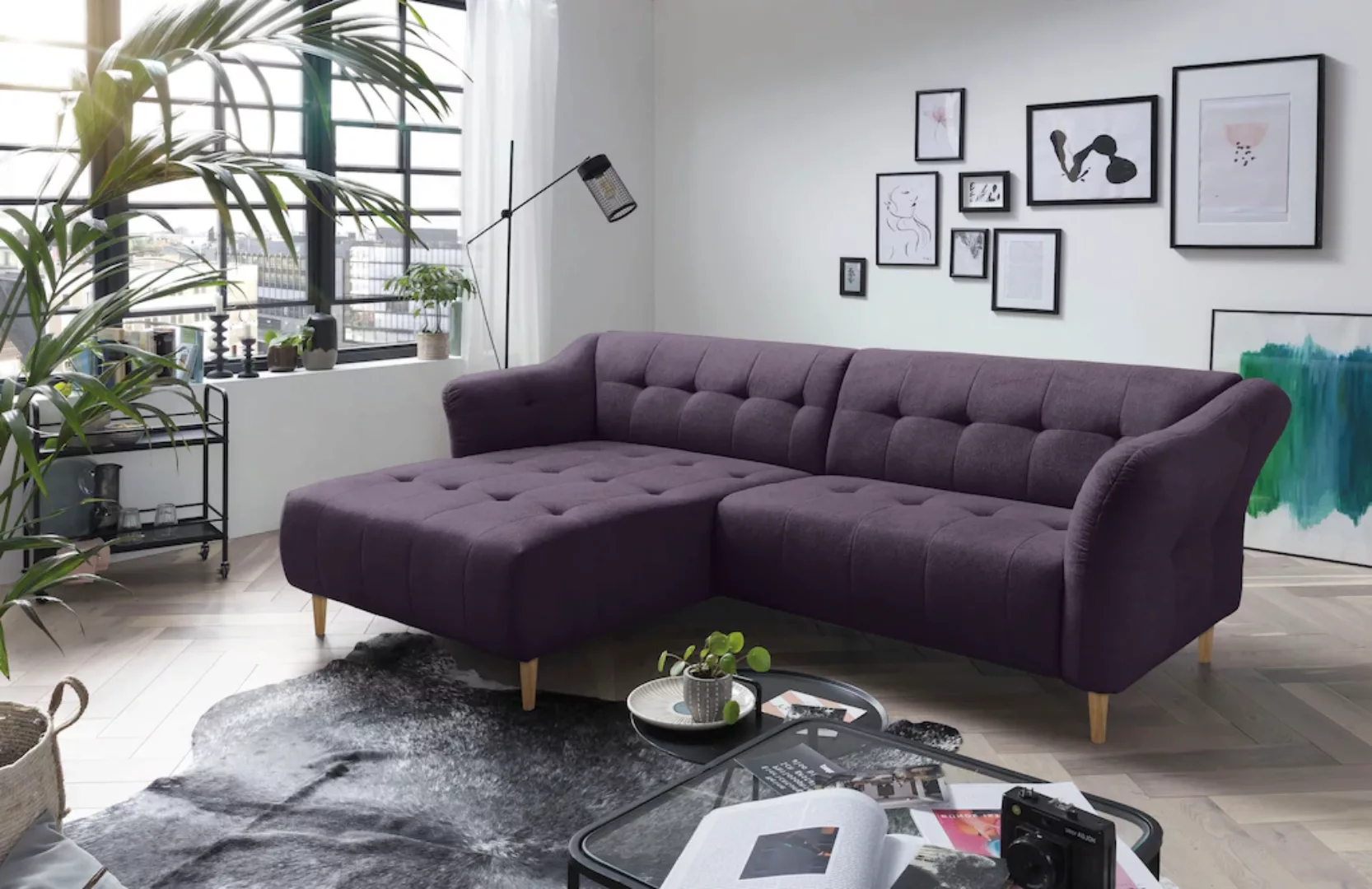 exxpo - sofa fashion Ecksofa "Soraya, L-Form", mit Holzfüßen, frei im Raum günstig online kaufen