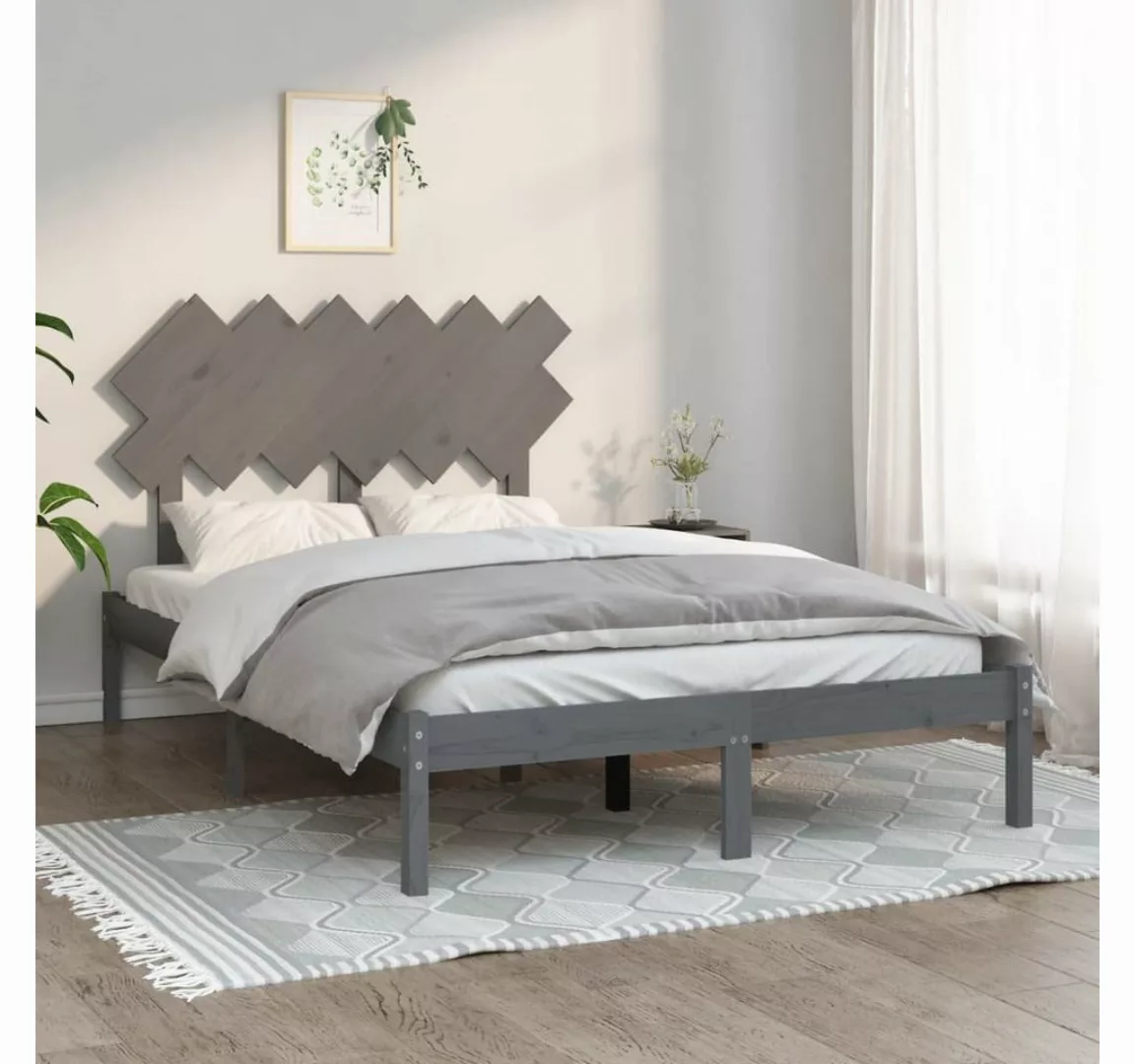 furnicato Bett Massivholzbett Grau 150x200 cm günstig online kaufen