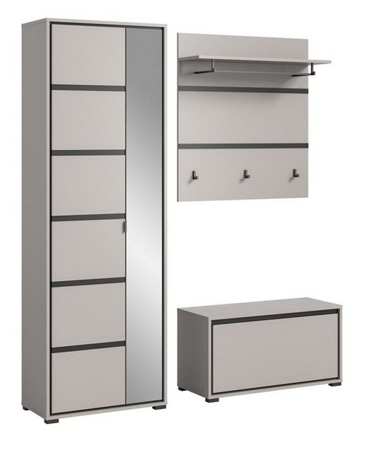 ebuy24 Kleiderschrank Jaru Garderobenmöbel Set 3 Teile grau,schwarz. günstig online kaufen