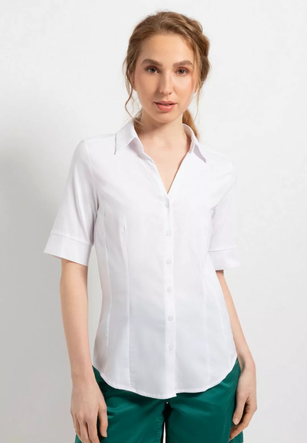 Baumwoll/Stretch Bluse, weiß günstig online kaufen