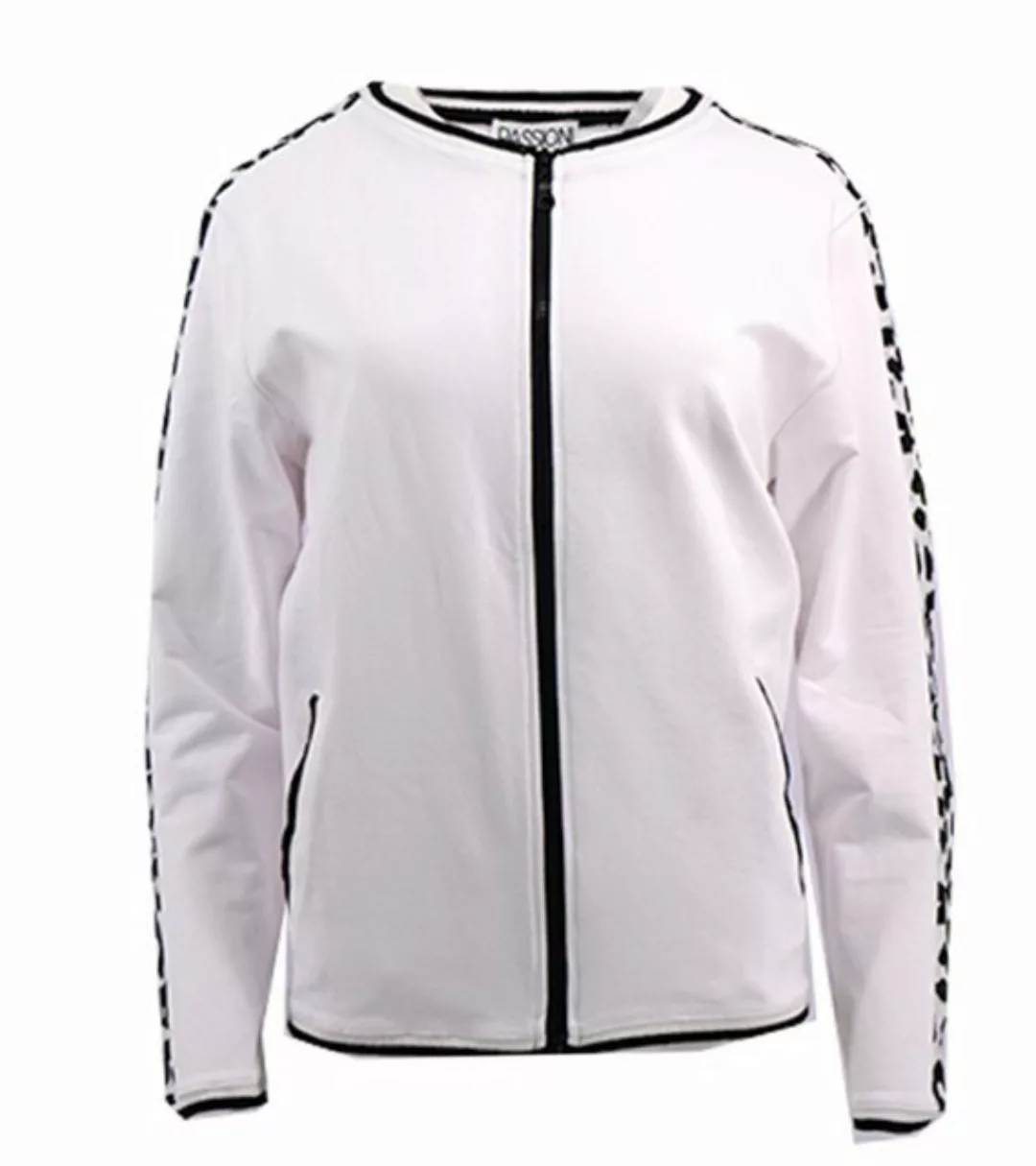 Passioni Sommerjacke Sportliche Jacke in Weiß mit Leopardenmuster - Streife günstig online kaufen