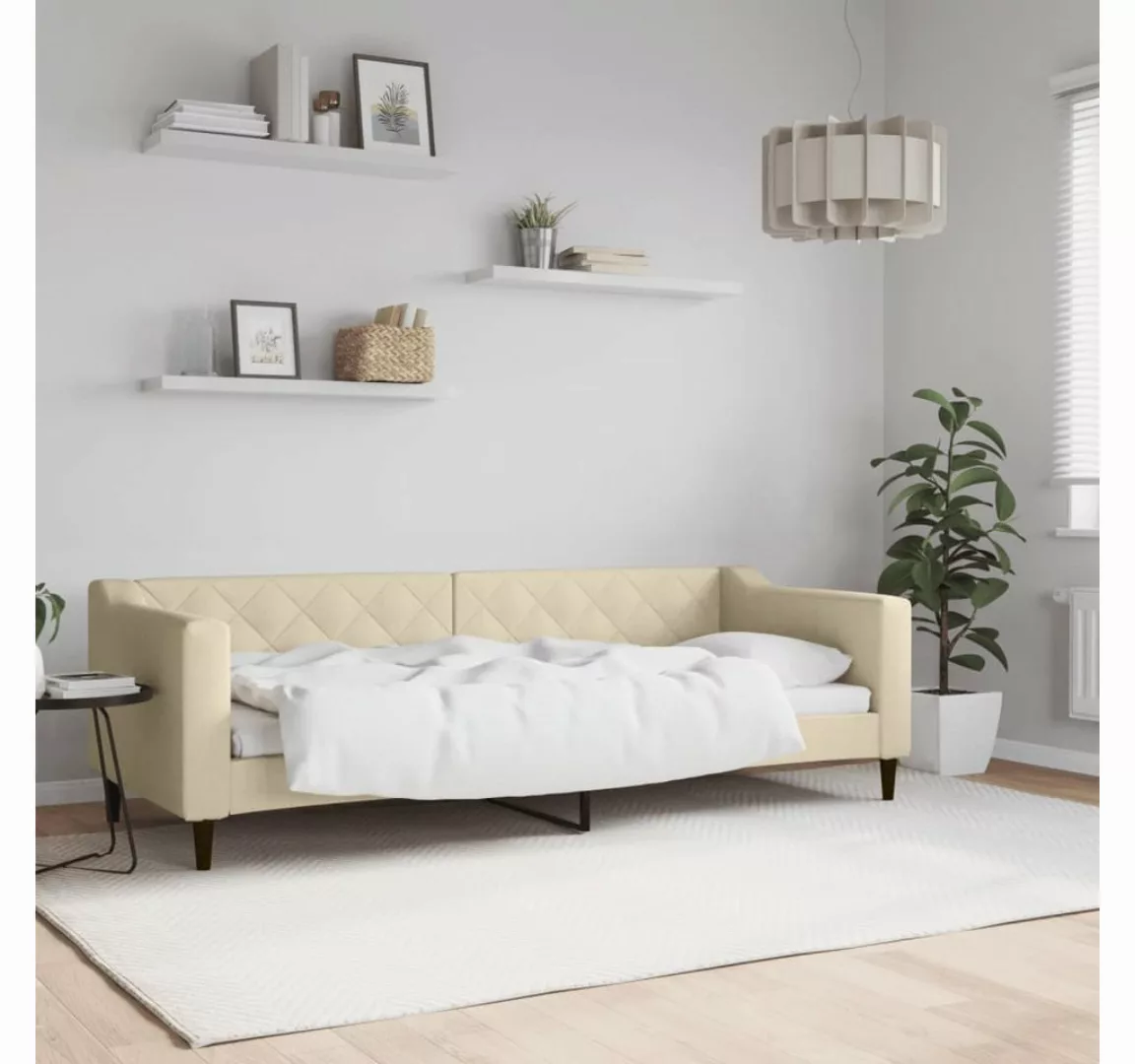 vidaXL Gästebett Gästebett Tagesbett Creme 80x200 cm Stoff Bett Bettgestell günstig online kaufen