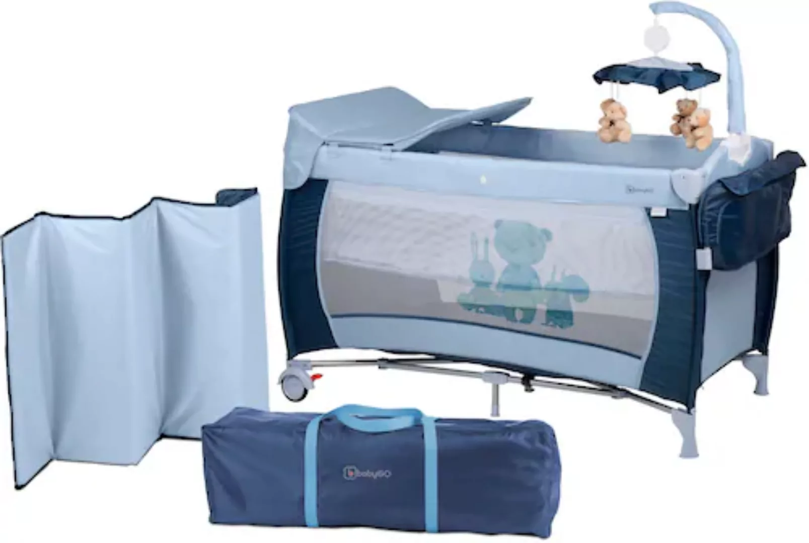 BabyGo Baby-Reisebett »Sleeper Deluxe, blau«, mit Musik-Mobile günstig online kaufen