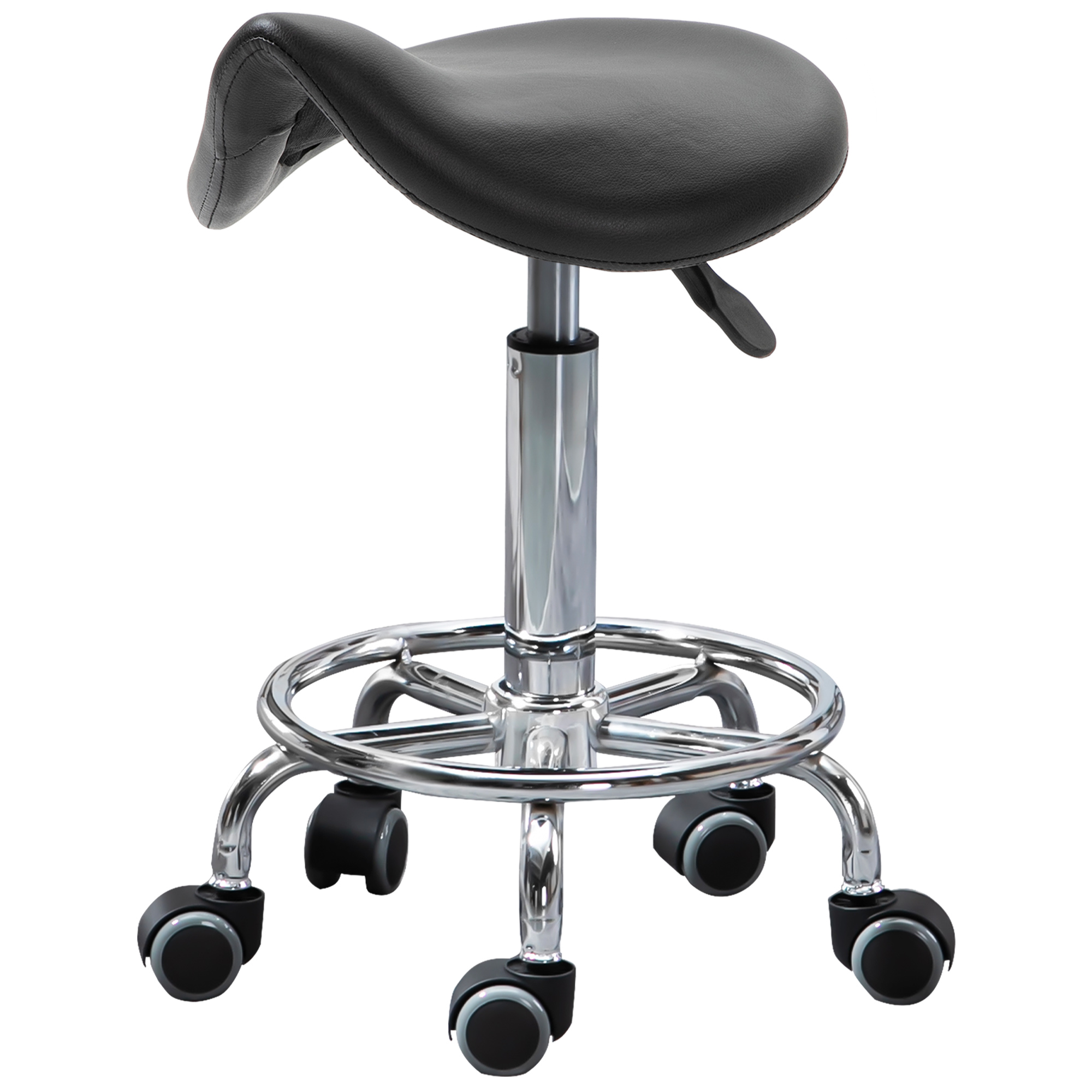 HOMCOM Hocker mit 5 Rollen, Höhenverstellbarer Hocker, Ergonomisch Gepolste günstig online kaufen