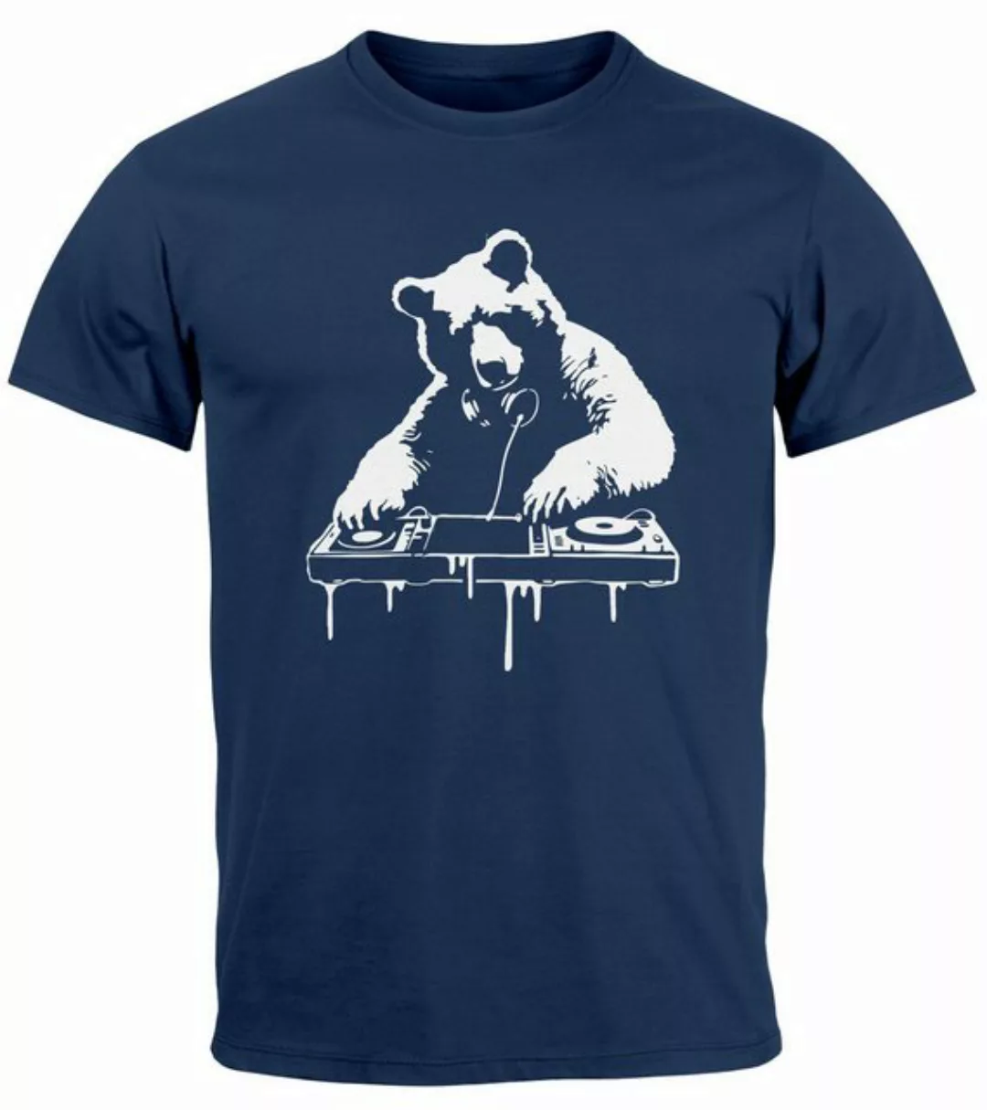 Neverless Print-Shirt Herren T-Shirt mit Print Bär als Techno DJ Rave Festi günstig online kaufen