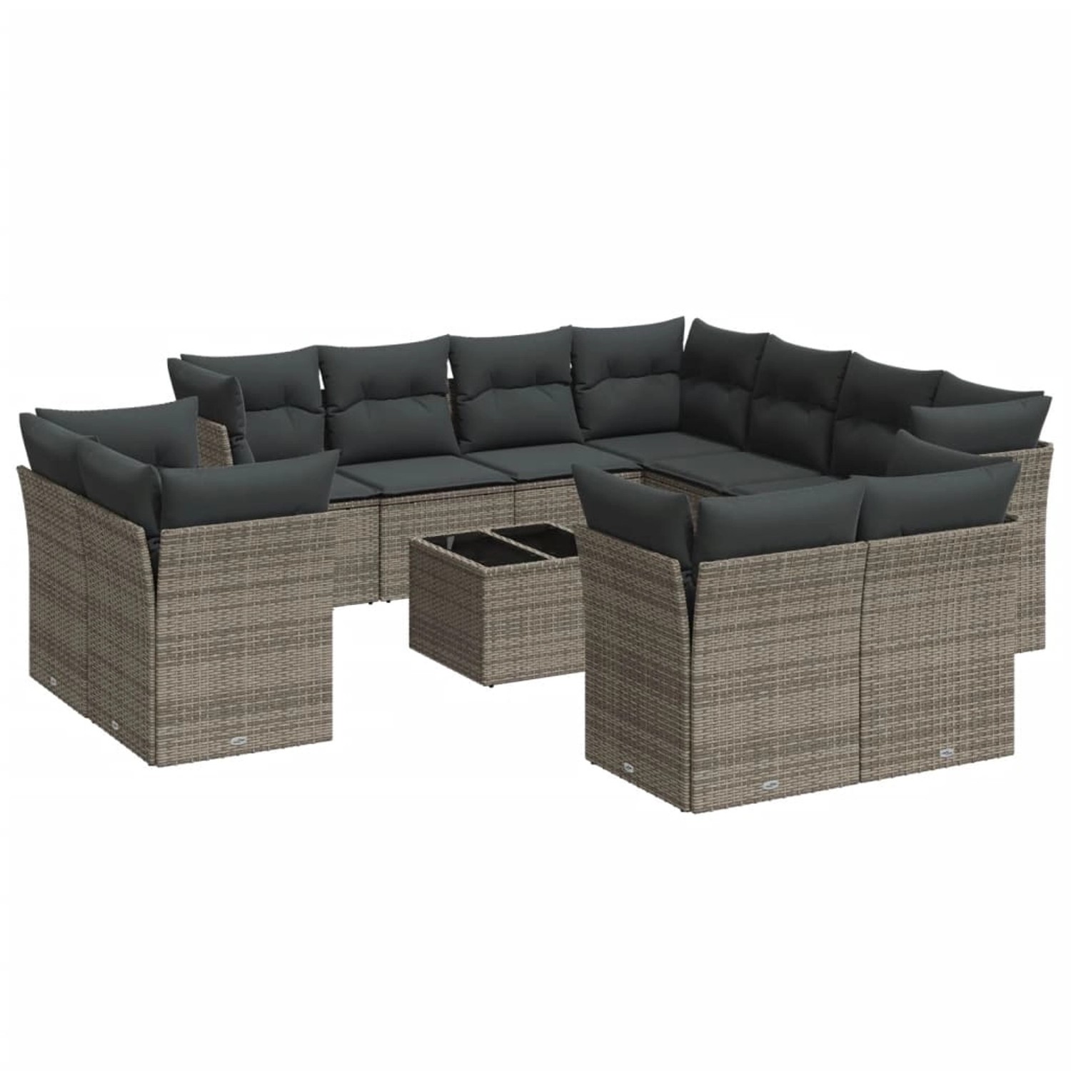 vidaXL 12-Tlg Garten-Sofagarnitur mit Kissen Grau Poly Rattan 3218520 günstig online kaufen