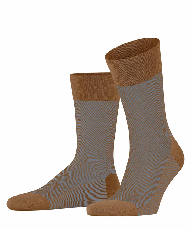 FALKE Sensitive Herringbone Herren Socken, 43-44, Braun, AnderesMuster, Sch günstig online kaufen