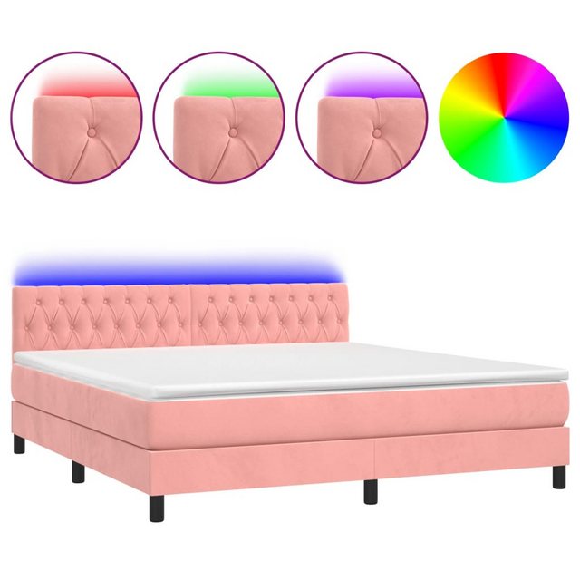 vidaXL Boxspringbett Bett Boxspringbett mit Matratze & LED Samt (180 x 200 günstig online kaufen