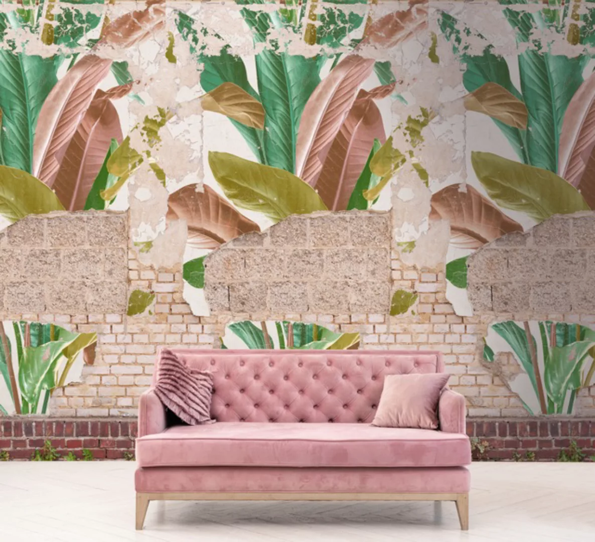 Livingwalls Fototapete Stein-Optik Beige Braun und Grün 159 x 280 cm AS-392 günstig online kaufen