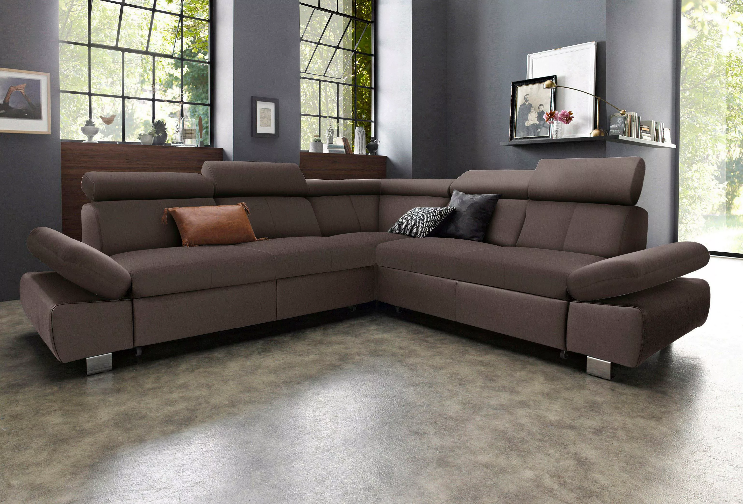 exxpo - sofa fashion Ecksofa Happy, L-Form, wahlweise mit Bettfunktion günstig online kaufen