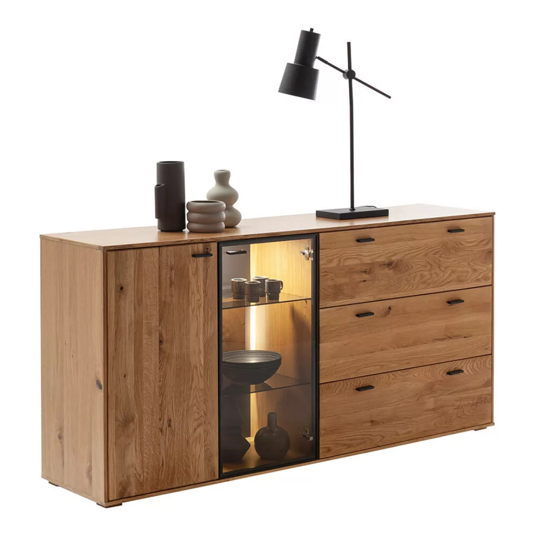 Sideboard inkl. Beleuchtung, Eiche teilmassiv, AVETRANA-05 günstig online kaufen