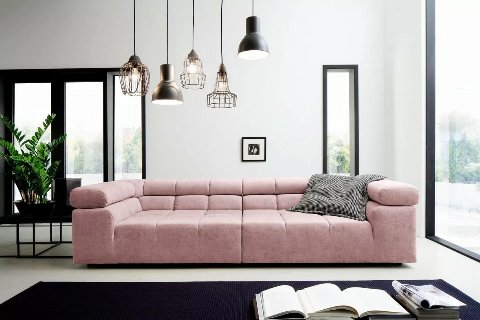 INOSIGN Big-Sofa Ancona B/T/H: 290/110/70 cm, auffällige Steppung, inkl. 2 günstig online kaufen