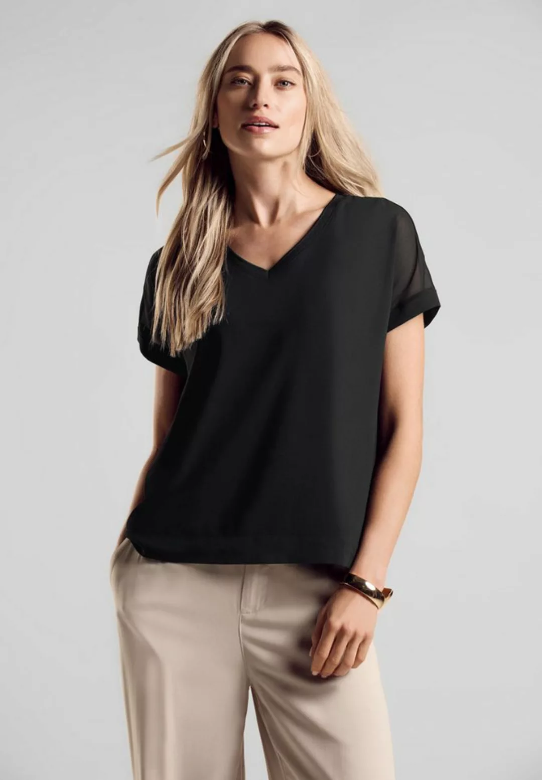 STREET ONE 2-in-1-Top mit Mesh-Detail günstig online kaufen