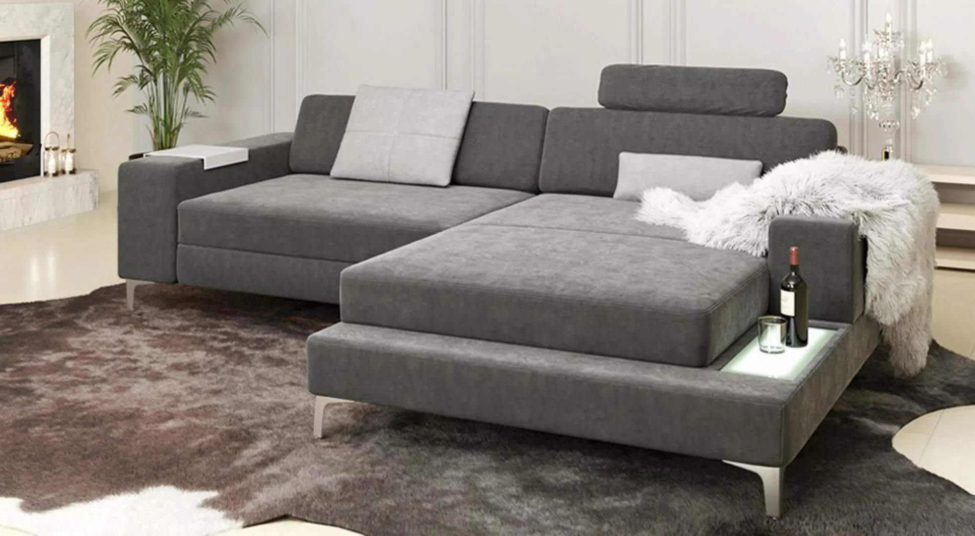 BULLHOFF Ecksofa Designsofa Ecksofa Eckcouch L-Form Sofa LED Couch Wohnland günstig online kaufen