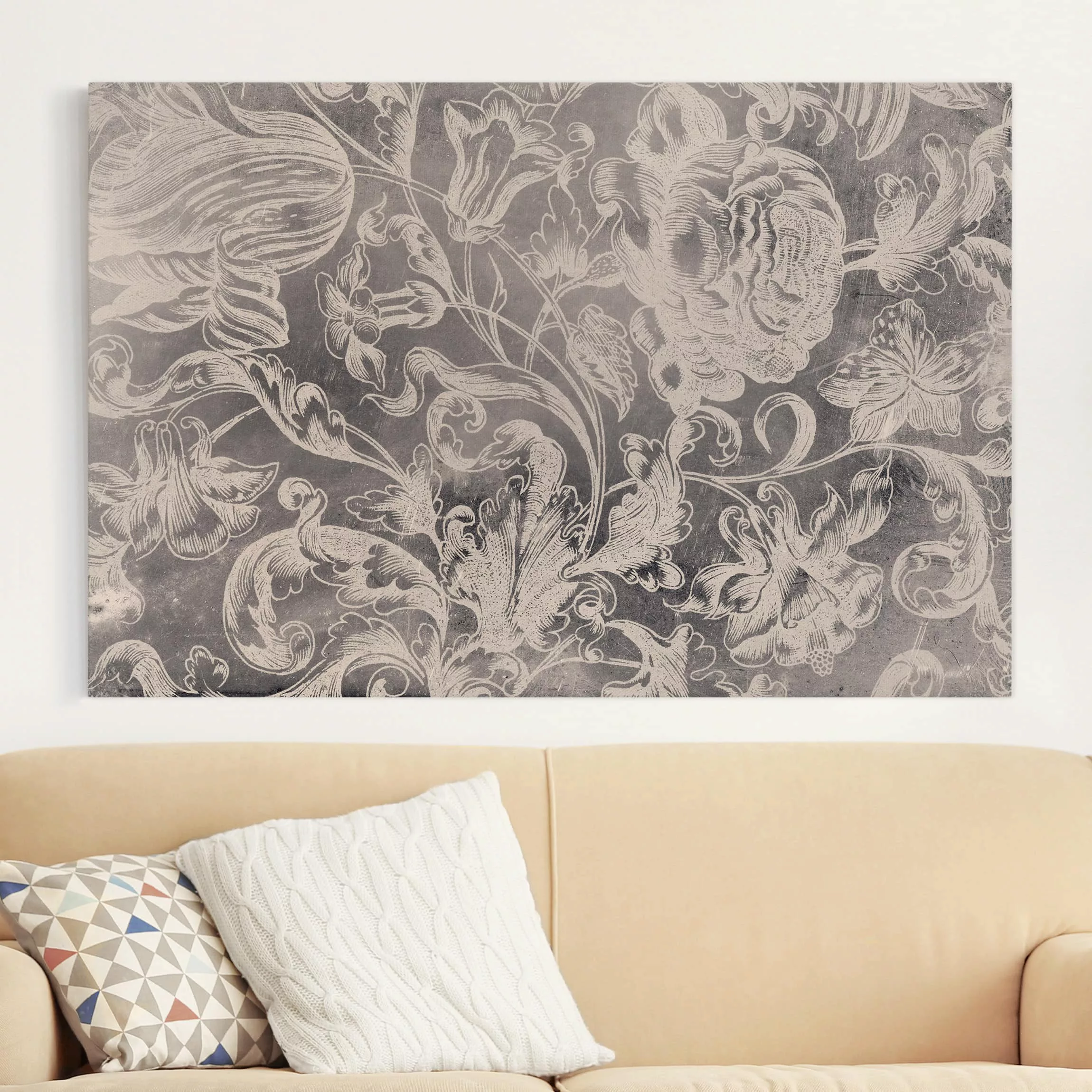 Leinwandbild Muster - Querformat Verblühtes Blumenornament I günstig online kaufen
