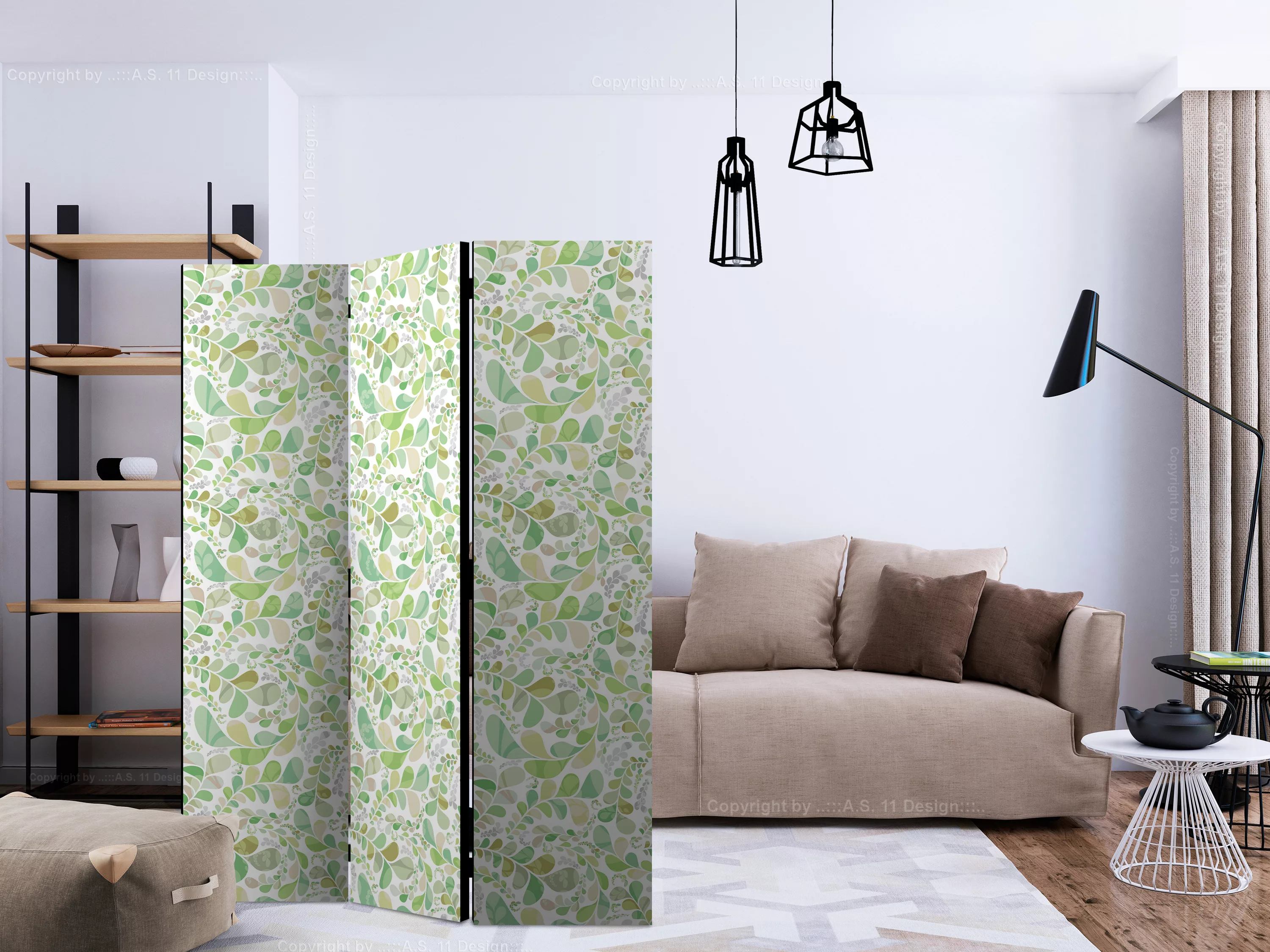 3-teiliges Paravent - Plants Stained Glass [room Dividers] günstig online kaufen