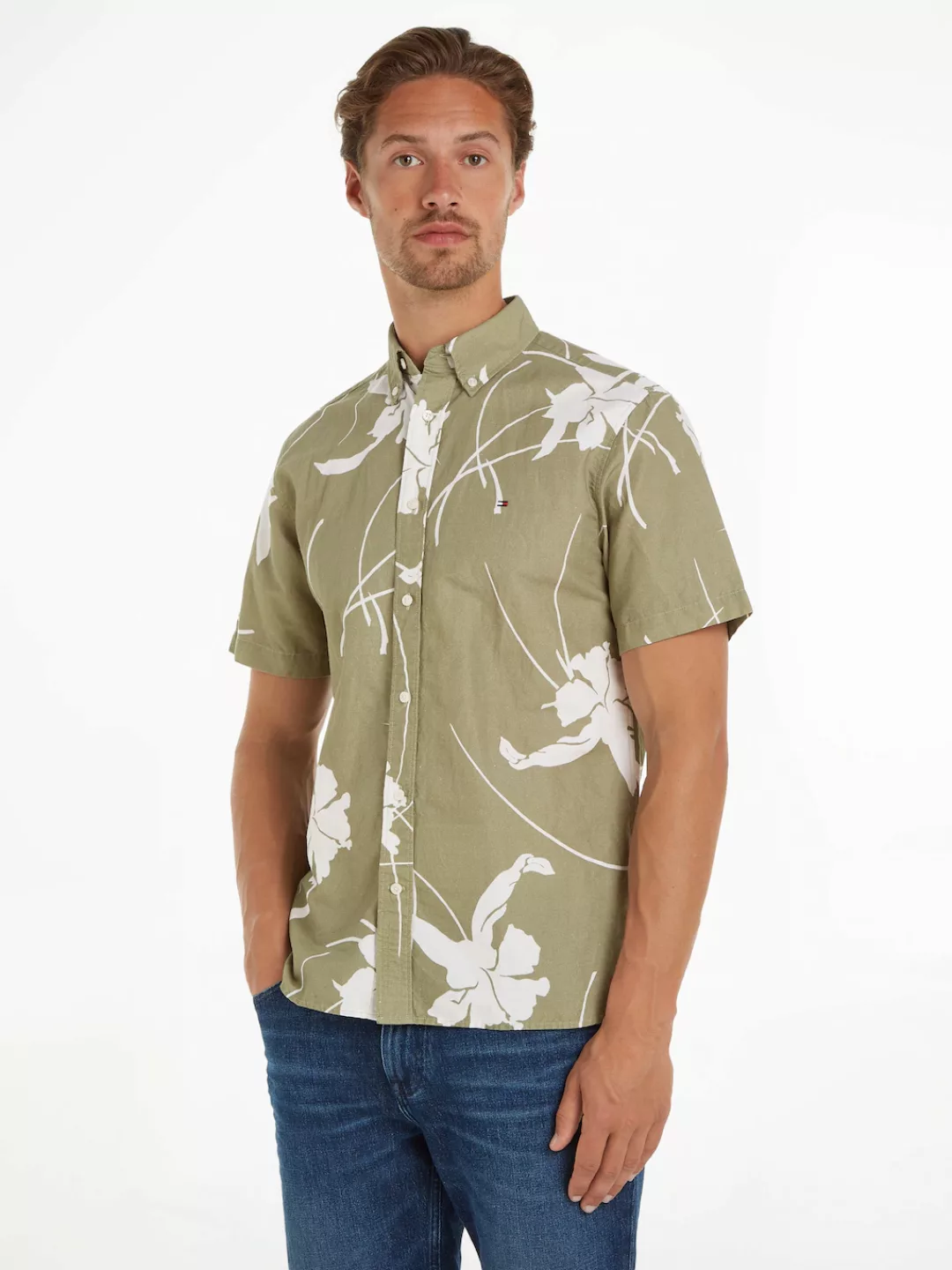 Tommy Hilfiger Kurzarmhemd "LARGE TROPICAL PRT SHIRT", kontrastfarbener Blu günstig online kaufen