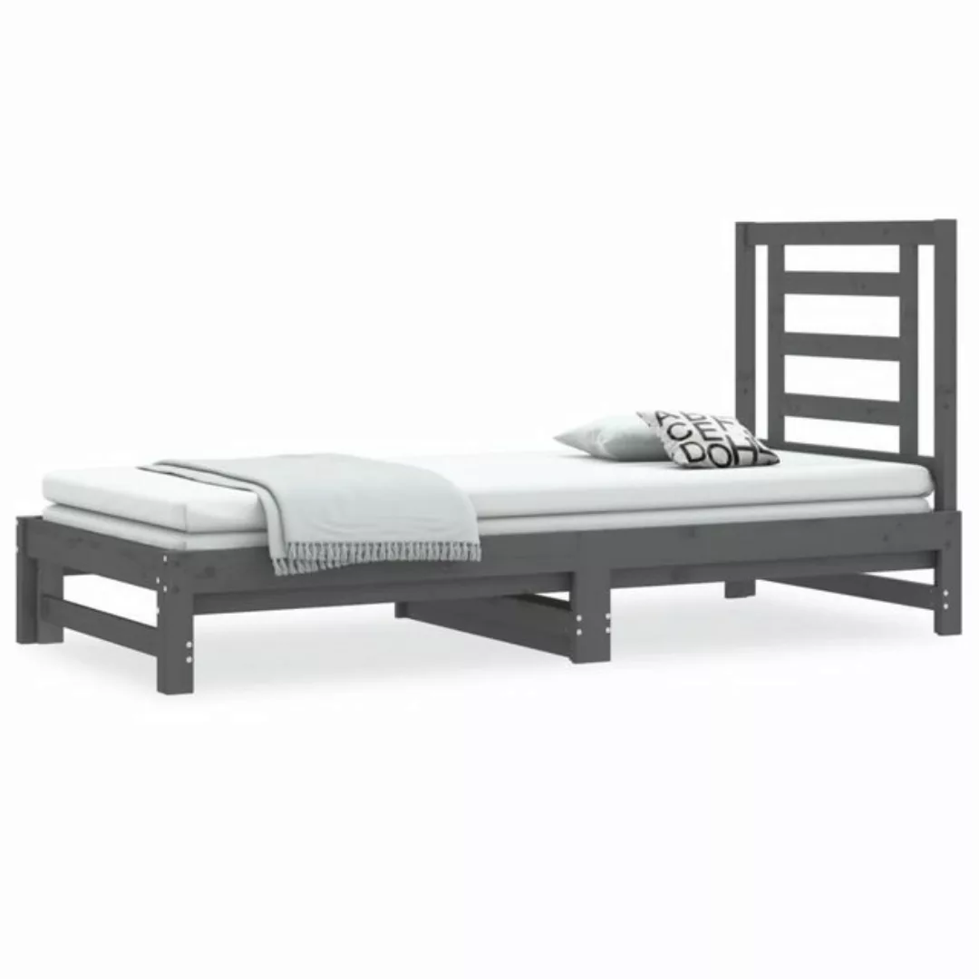 furnicato Bett Tagesbett Ausziehbar Grau 2x(90x190) cm Massivholz Kiefer günstig online kaufen