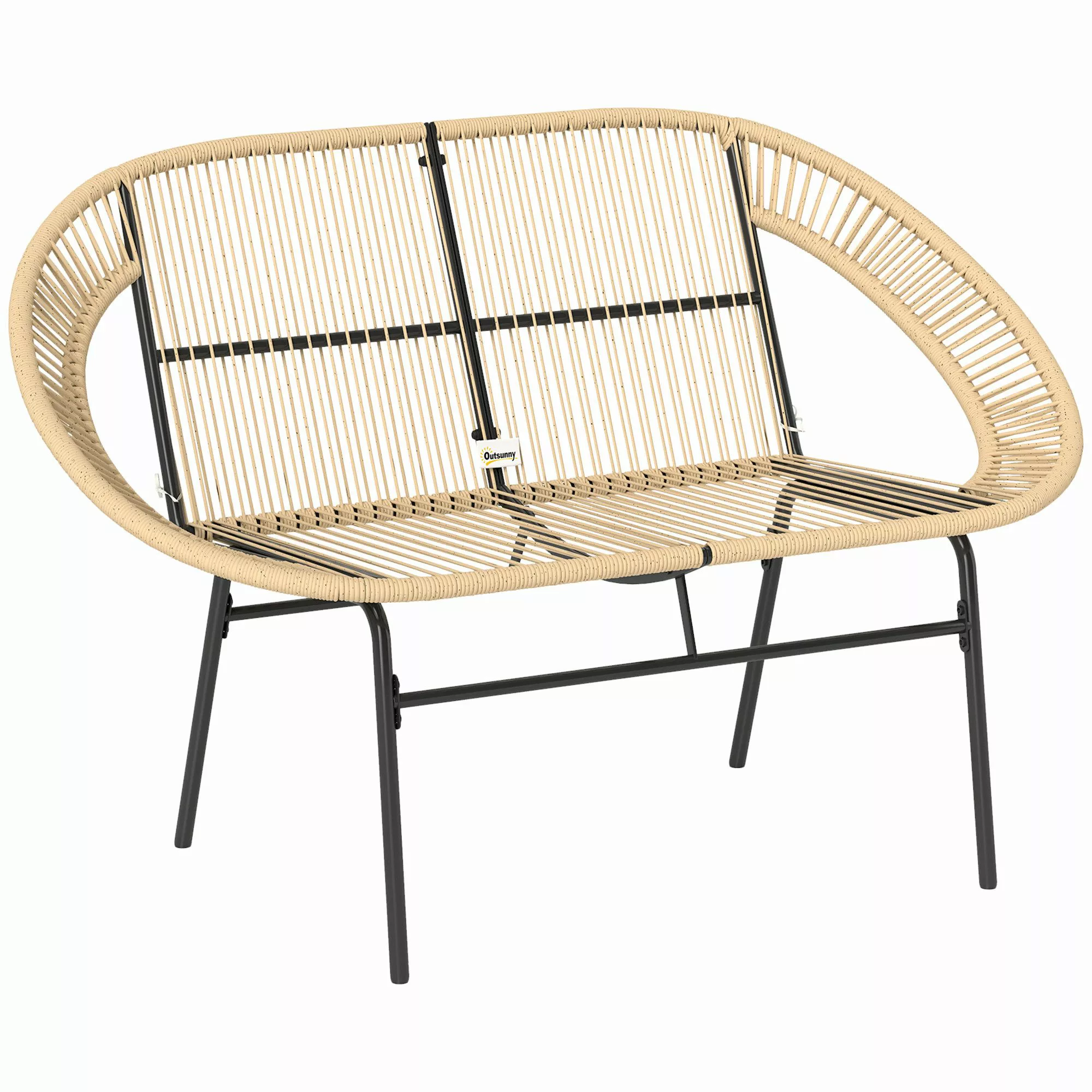Outsunny Gartenbank 2-Sitzer, aus Polyrattan, im günstig online kaufen