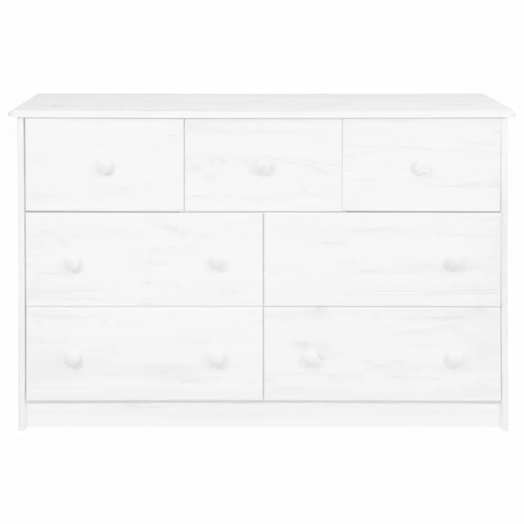 Sideboard 7 Schubladen Weiß 113x35x73 Cm Massivholz Kiefer günstig online kaufen