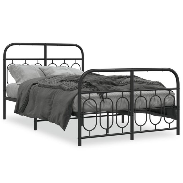 vidaXL Bett, Bettgestell mit Kopf- und Fußteil Metall Schwarz 120x200 cm günstig online kaufen