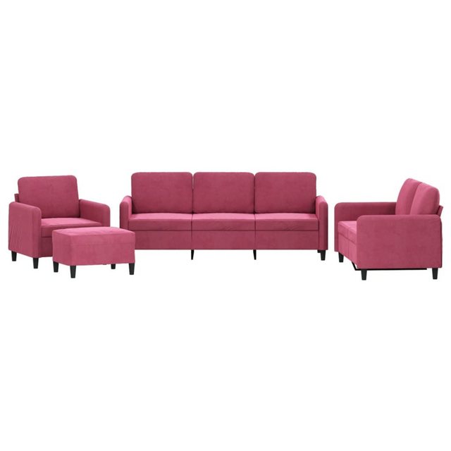 vidaXL Sofa 4-tlg. Sofagarnitur Weinrot Samt günstig online kaufen