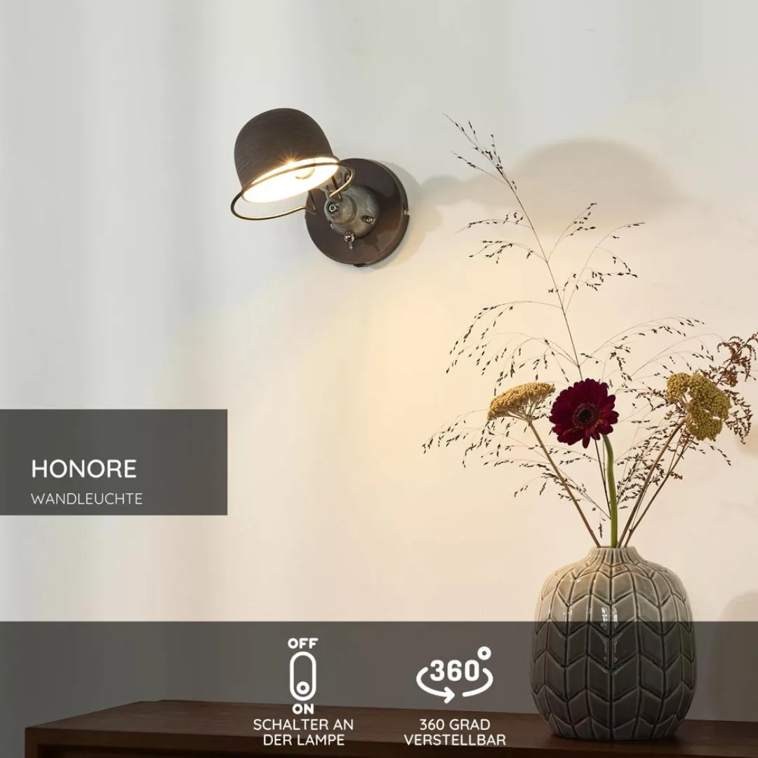 Wandleuchte Honore, rostfarben, E14 günstig online kaufen