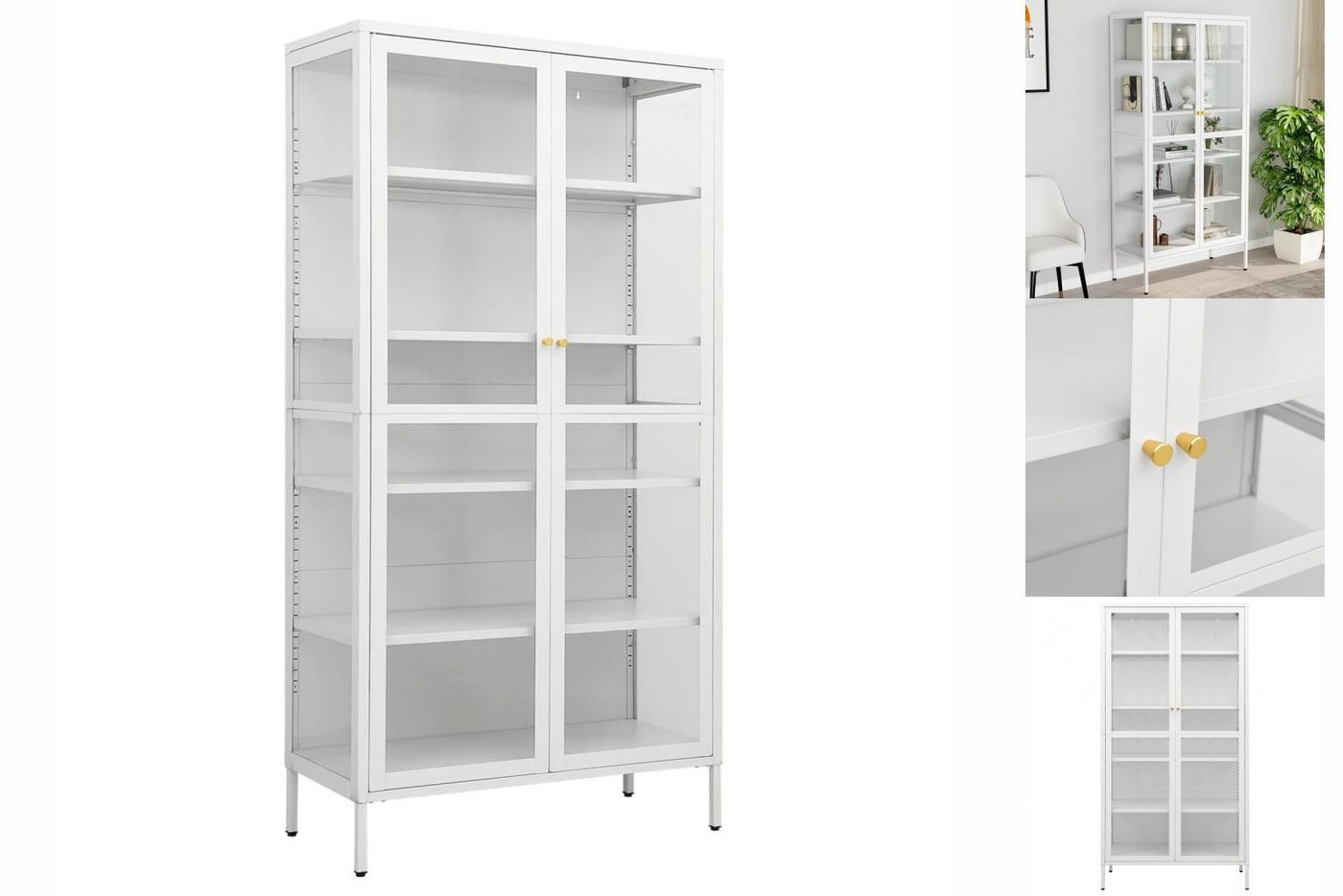 vidaXL Vitrine Vitrine Regal Highboard Vitrinenschrank Weiß 90x40x180 cm St günstig online kaufen