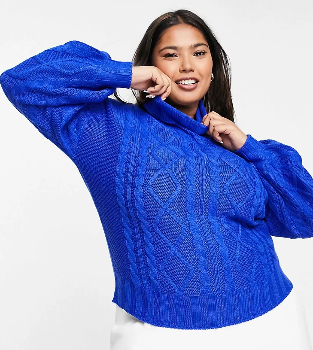 Wednesday's Girl Curve – Hochgeschlossener Pullover aus grobem Strick mit B günstig online kaufen