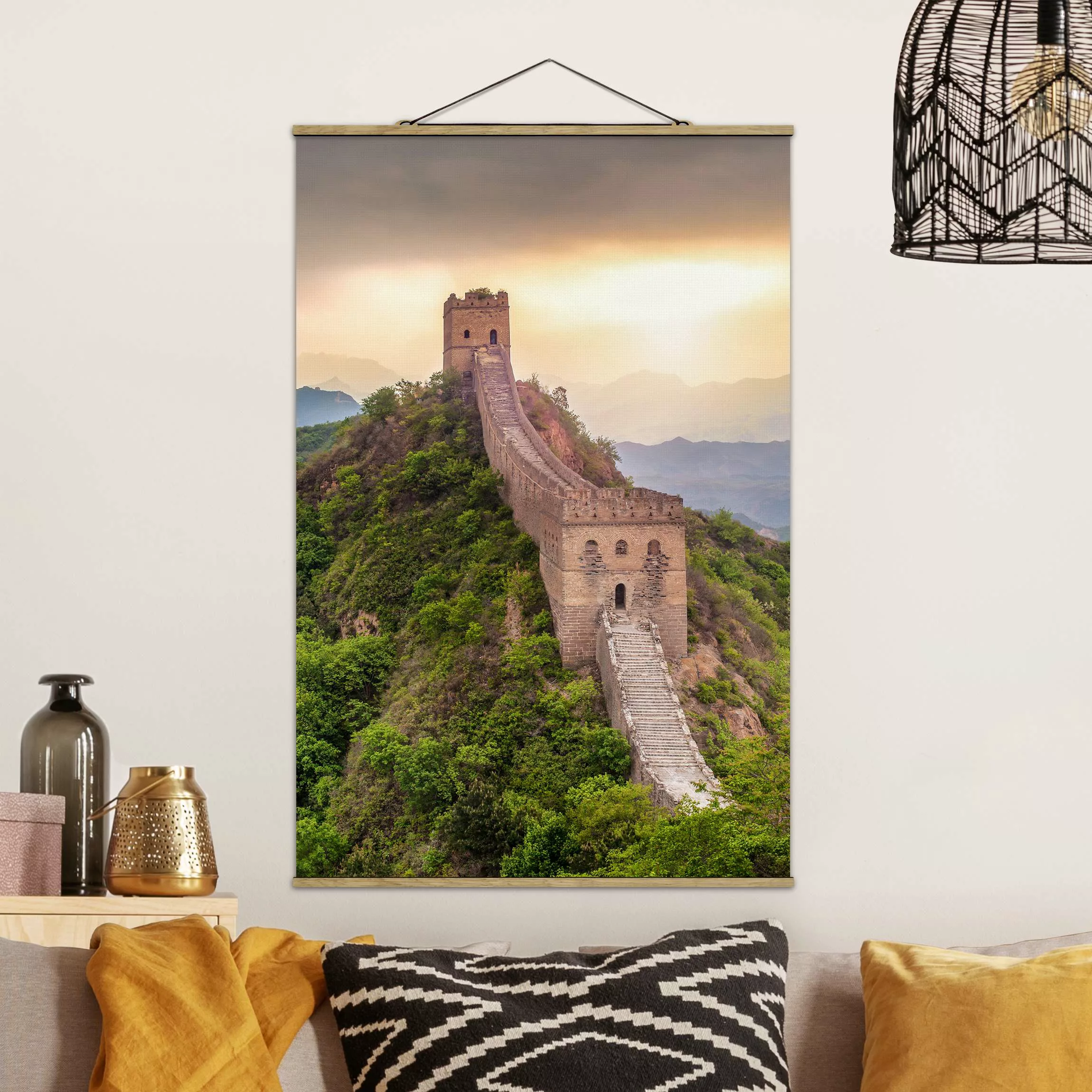 Stoffbild mit Posterleisten Die unendliche Mauer von China günstig online kaufen