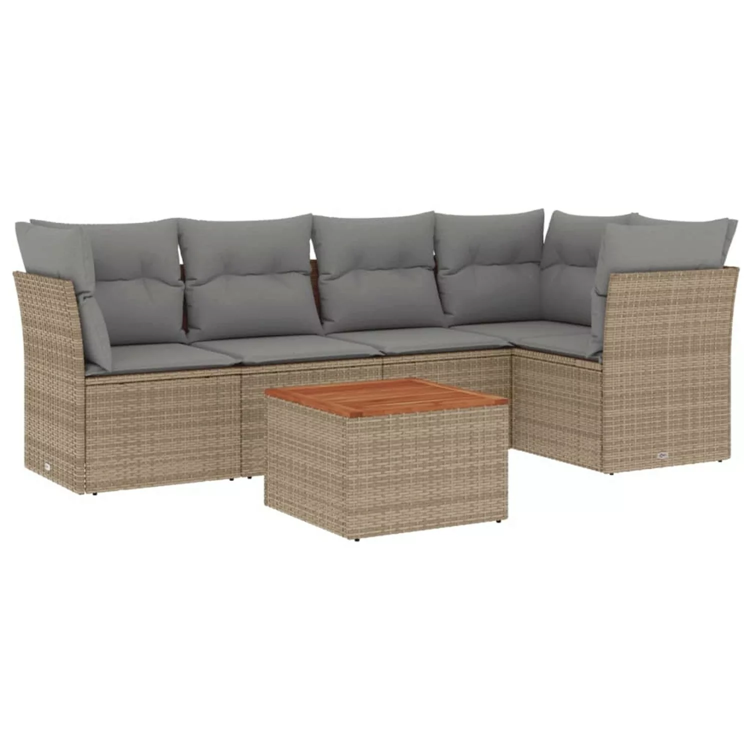 vidaXL 6-tlg Garten-Sofagarnitur mit Kissen Beige Poly Rattan Modell 218 günstig online kaufen