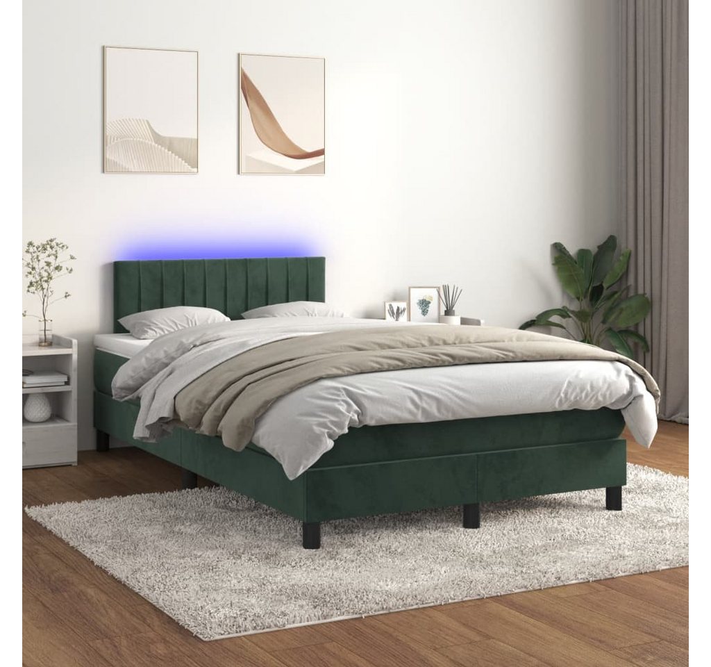 vidaXL Boxspringbett Boxspringbett mit Matratze LED Dunkelgrün 120x200 cm S günstig online kaufen