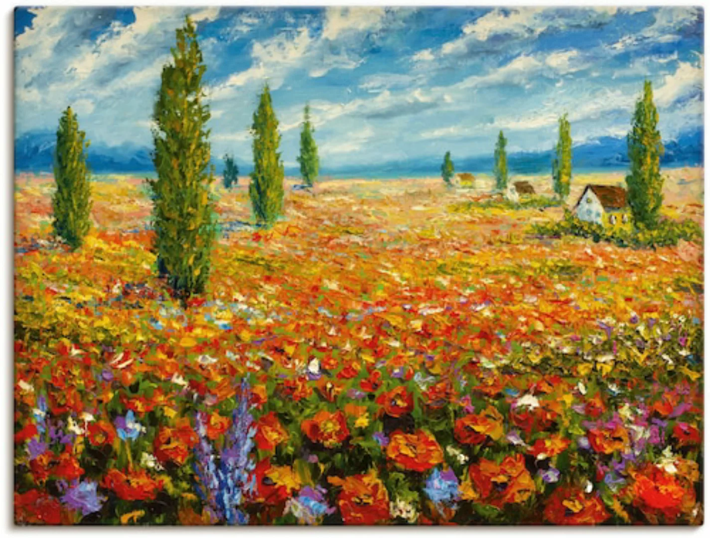 Artland Leinwandbild »Mohnblumenwiese«, Blumenwiese, (1 St.), auf Keilrahme günstig online kaufen