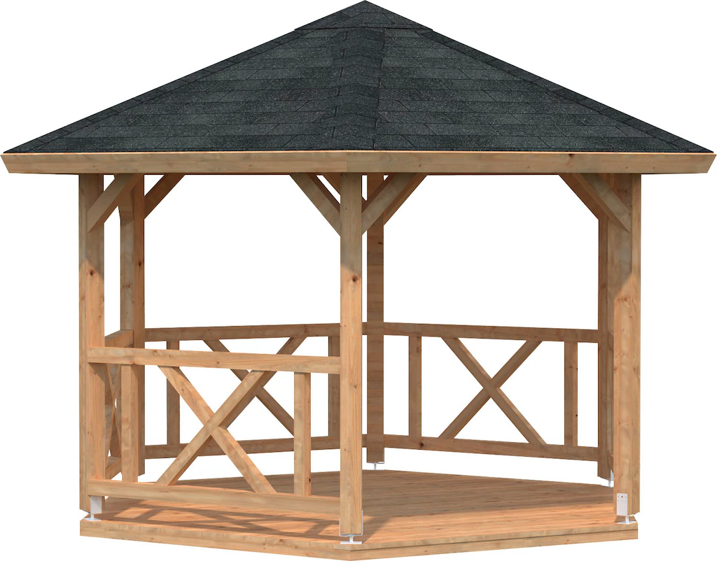 Palmako Holz-Pavillon Betty Braun imprägniert 337 cm x 337 cm ohne Fußboden günstig online kaufen