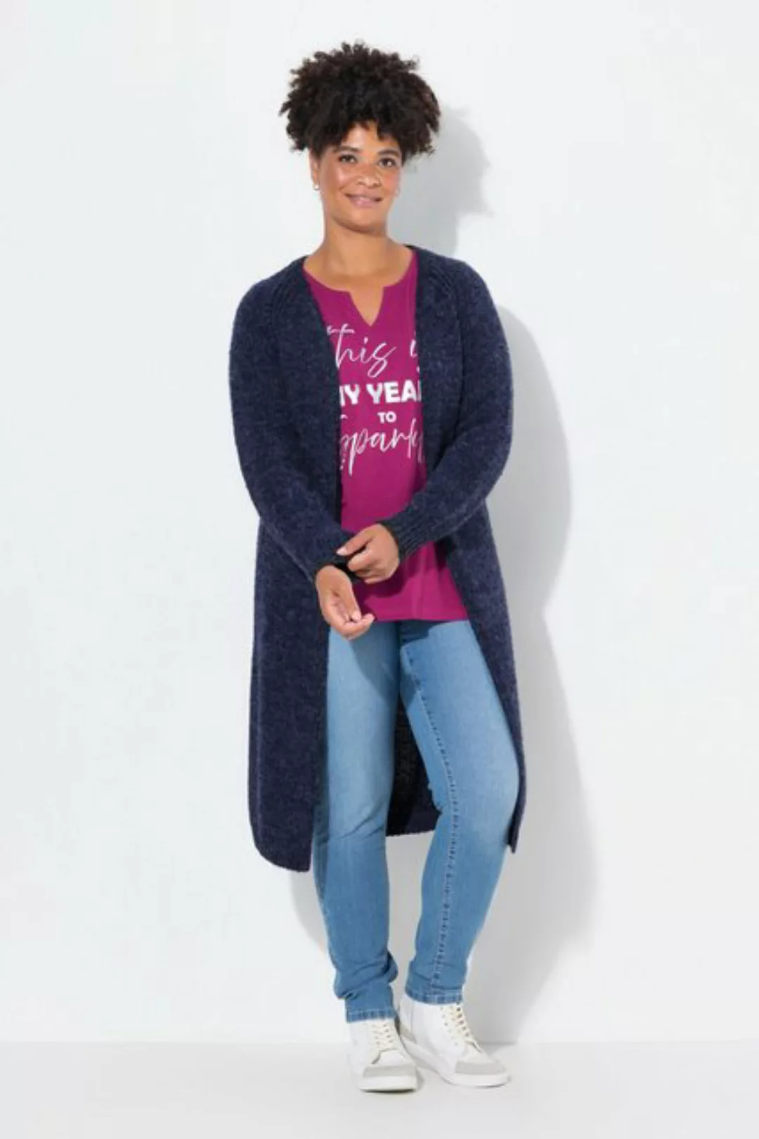 Janet & Joyce Strickjacke Long-Strickjacke offene Form Grobstrick günstig online kaufen