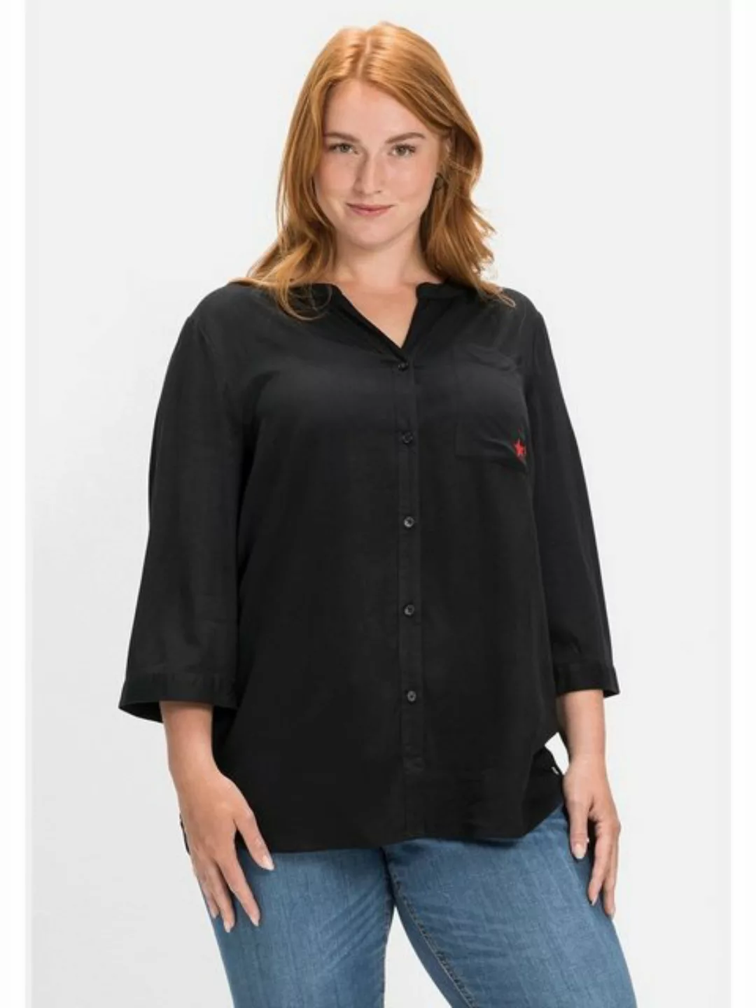 Sheego Shirtbluse "Große Größen", mit V-Ausschnitt, aus Viskose-Twill günstig online kaufen
